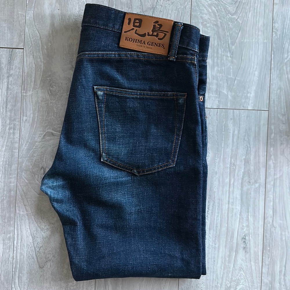 Kojima Genes raw denim. Made in Japan. 34x25.5.